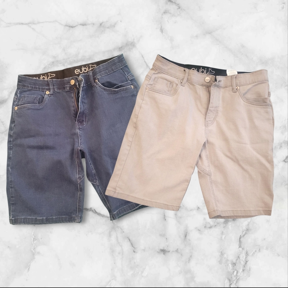 Two Pairs of Men's Eubi Flex Denim Shorts - Size S
